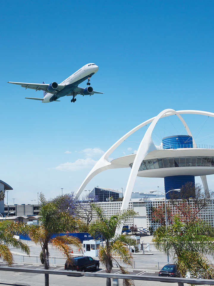 Airplane flying over LAX
