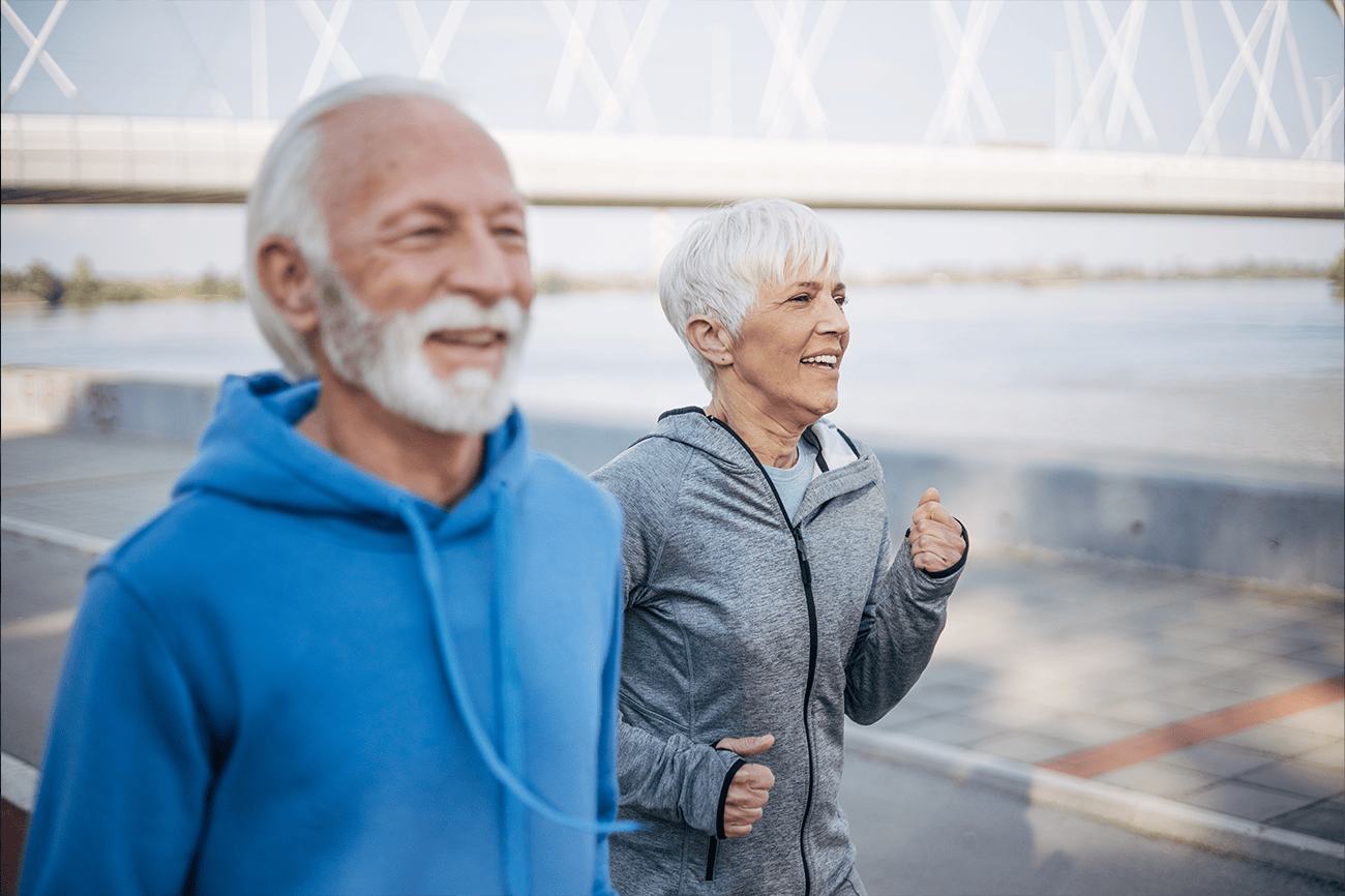 Elderly Couple running