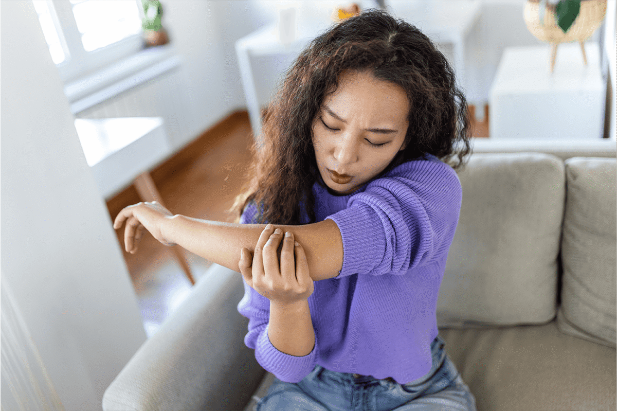 Woman with elbow injury