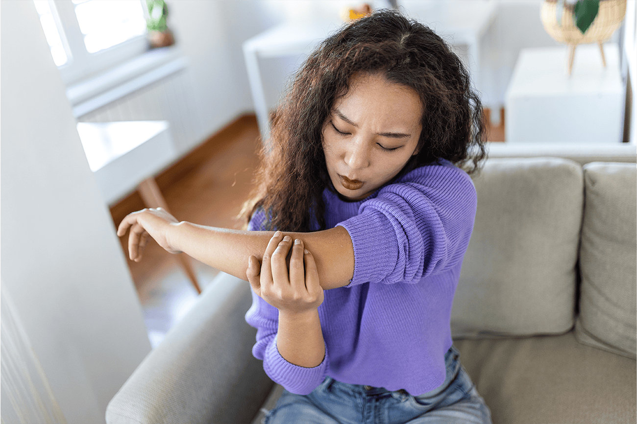Woman with elbow injury