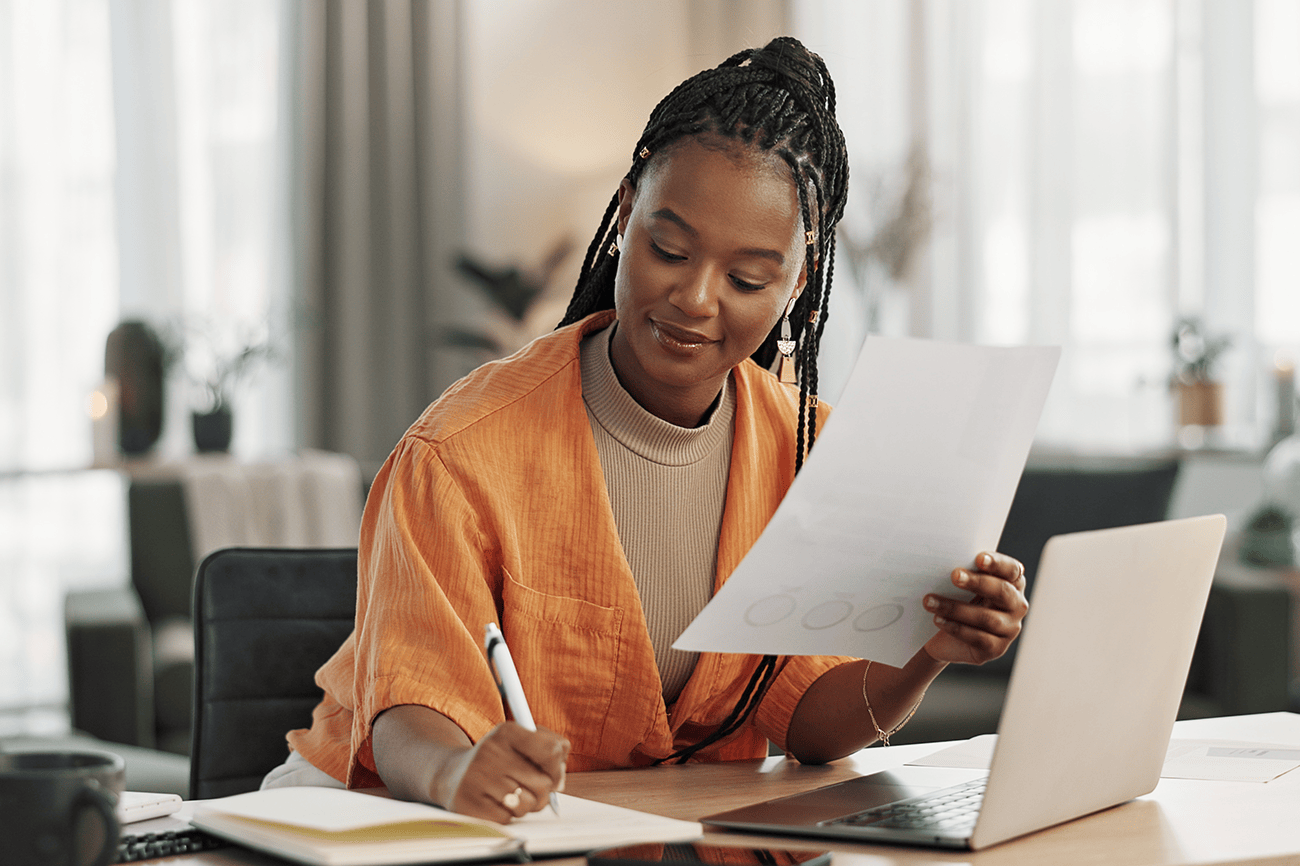 Woman working in front of computer